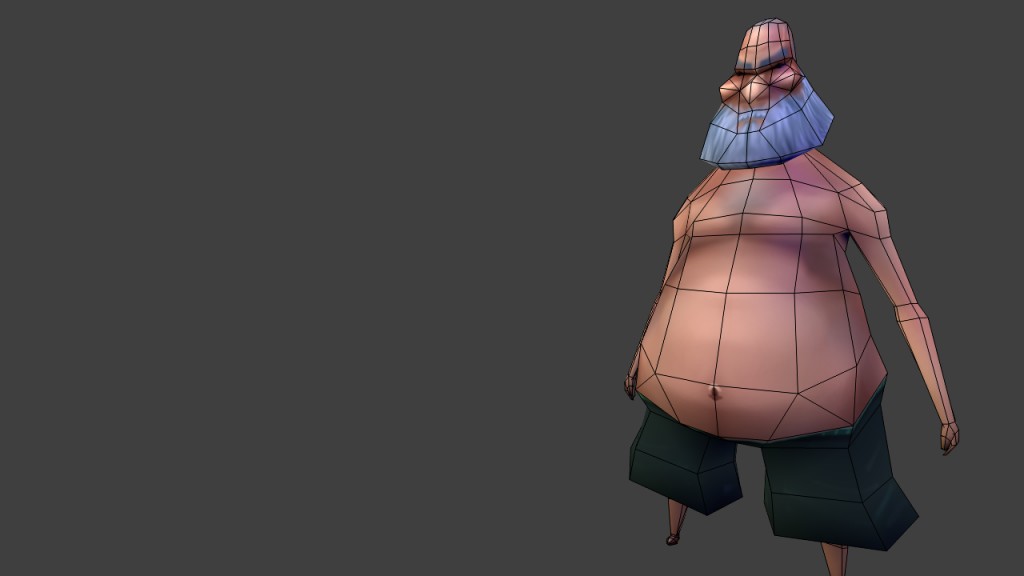 Low Poly old fat dude preview image 2